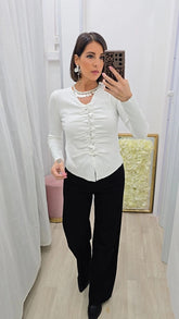 CARDIGAN  ARRICCIO BIANCO ART.552